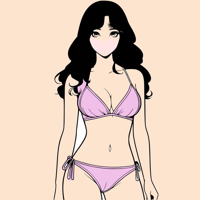 realistic girl with a revealing swimsuit