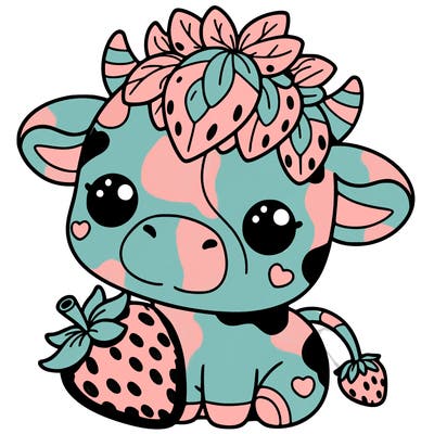 cute strawberry cow
