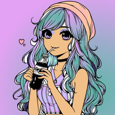 realistic girl drinking coke