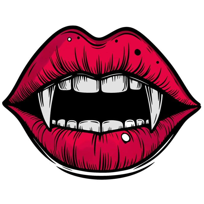 lips with vampire teeth