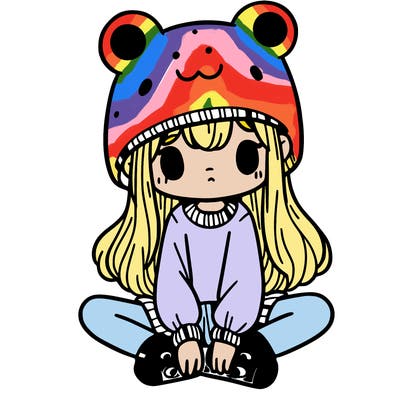 a girl wearing a frog hat and some frog socks