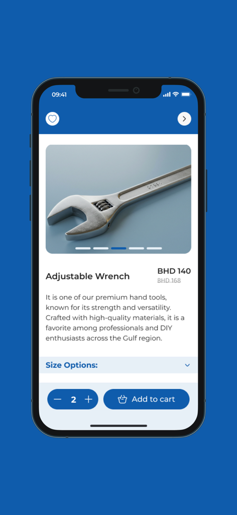 BIM-APP - BIM-APP product interface displaying an adjustable wrench with pricing and add to cart options
