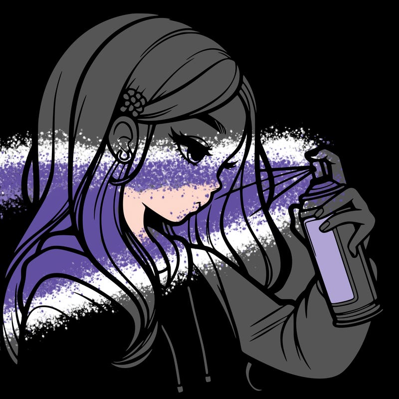 a realistic girl spray painting