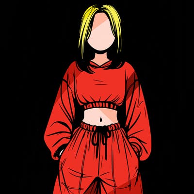 realistic girl faceless with baggy pants and a crop top