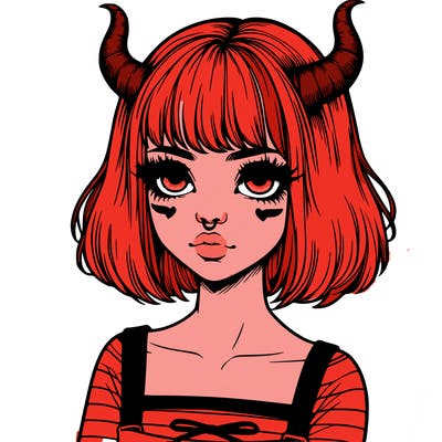 realistic girl with horns