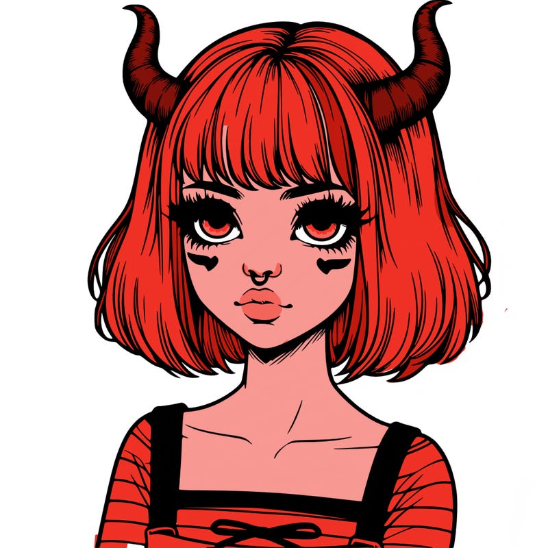realistic girl with horns