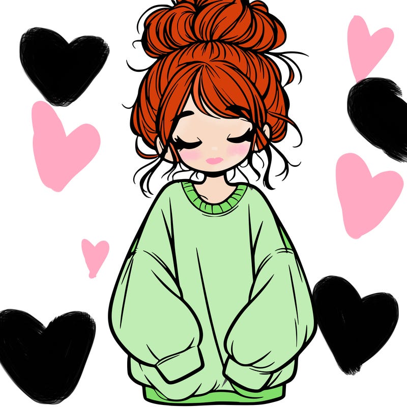 girl with baggy sweatshirt and messy bun