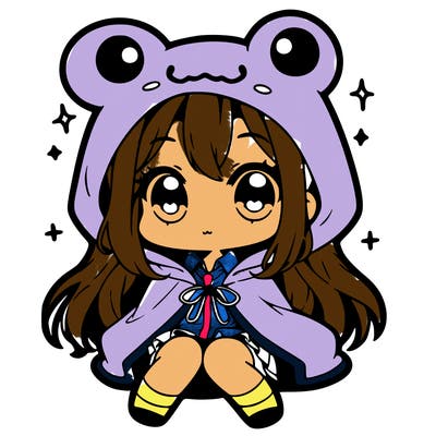 chibi girl with frog hoodie