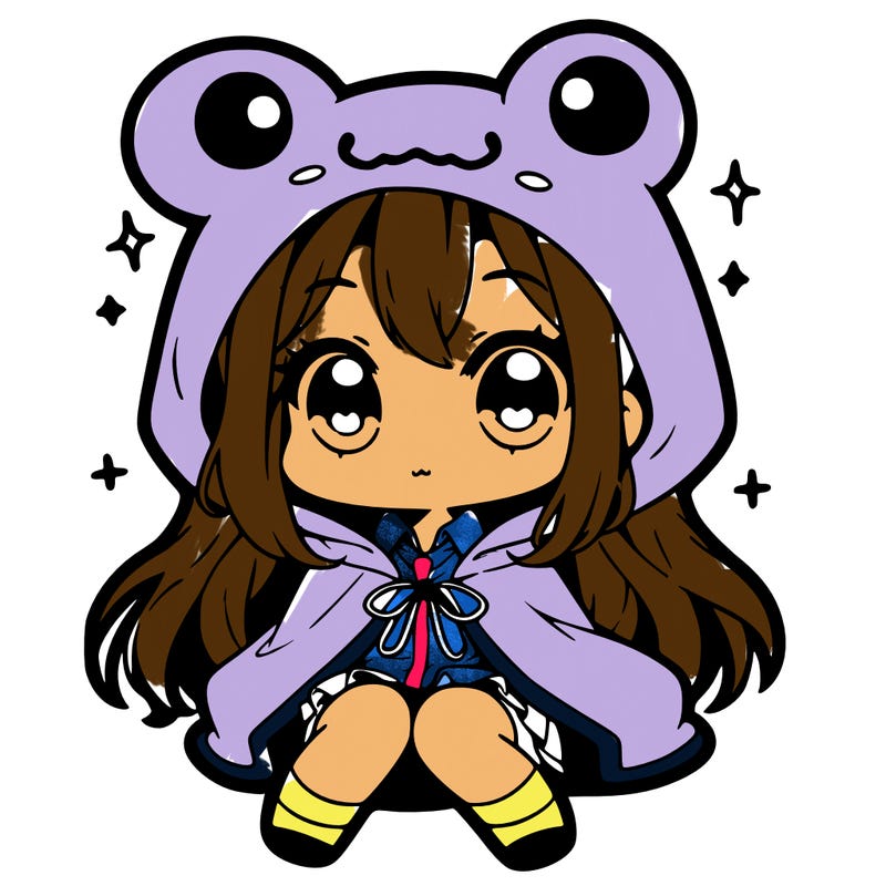 chibi girl with frog hoodie
