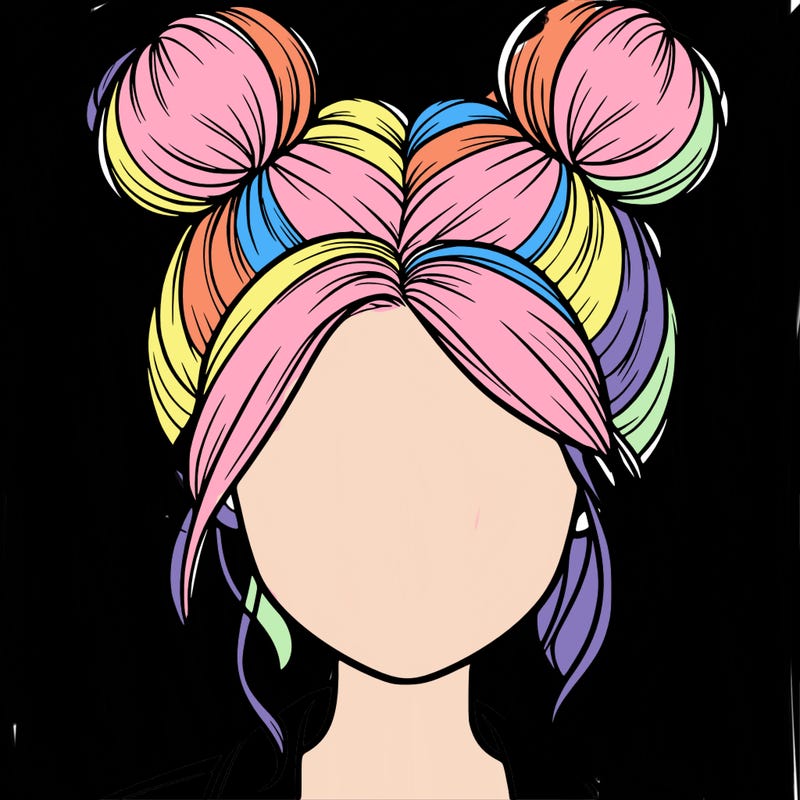 realistic girl with buns on the top of her hair