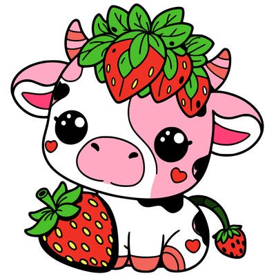 cute strawberry cow