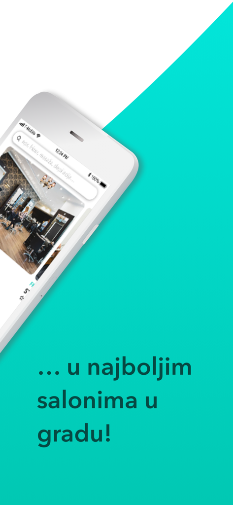 Buker - Smartphone que muestra la interfaz de la aplicación de reserva de salones Buker con funcionalidad de búsqueda