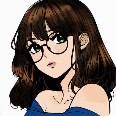 manga woman character with glasses and nice lips