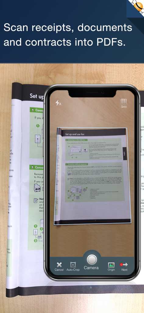 PDF Scanner app on iPhone scanning a document with automatic edge detection