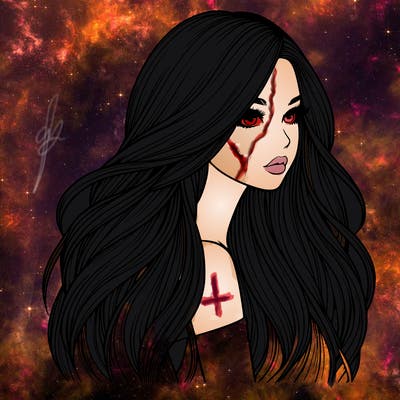 realistic girl with long realistic hair