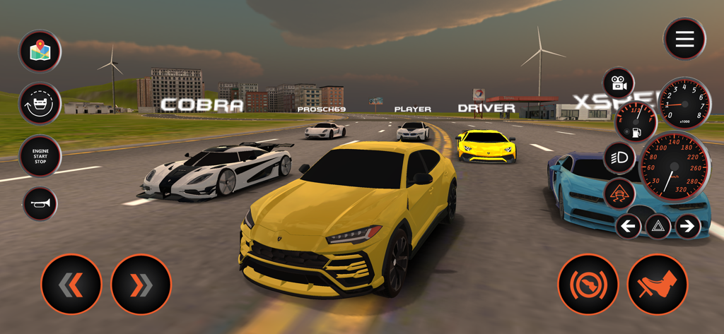 Multiplayer racing session with supercars in Carshift mobile game