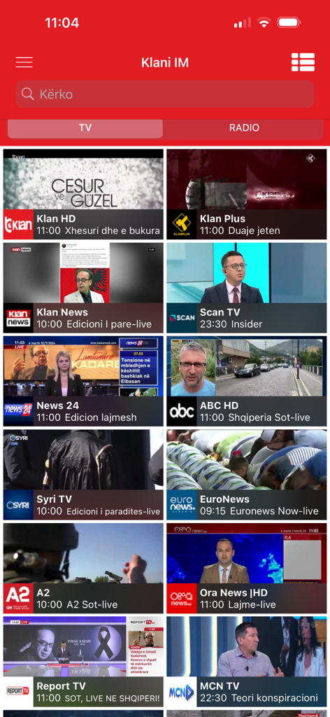 Klani IM - List of live Albanian TV channels available on the Klani IM mobile app