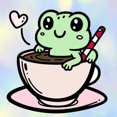 cute frog in a tea cup