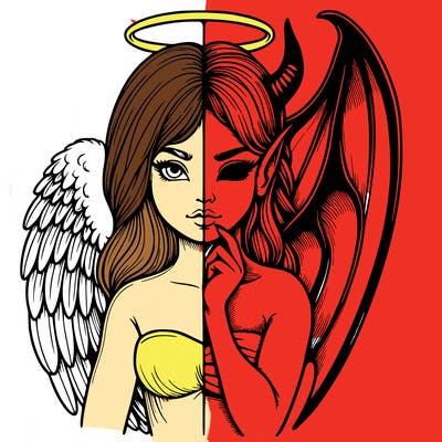 realistic angel half demon