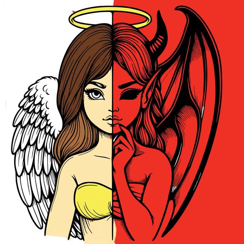 realistic angel half demon