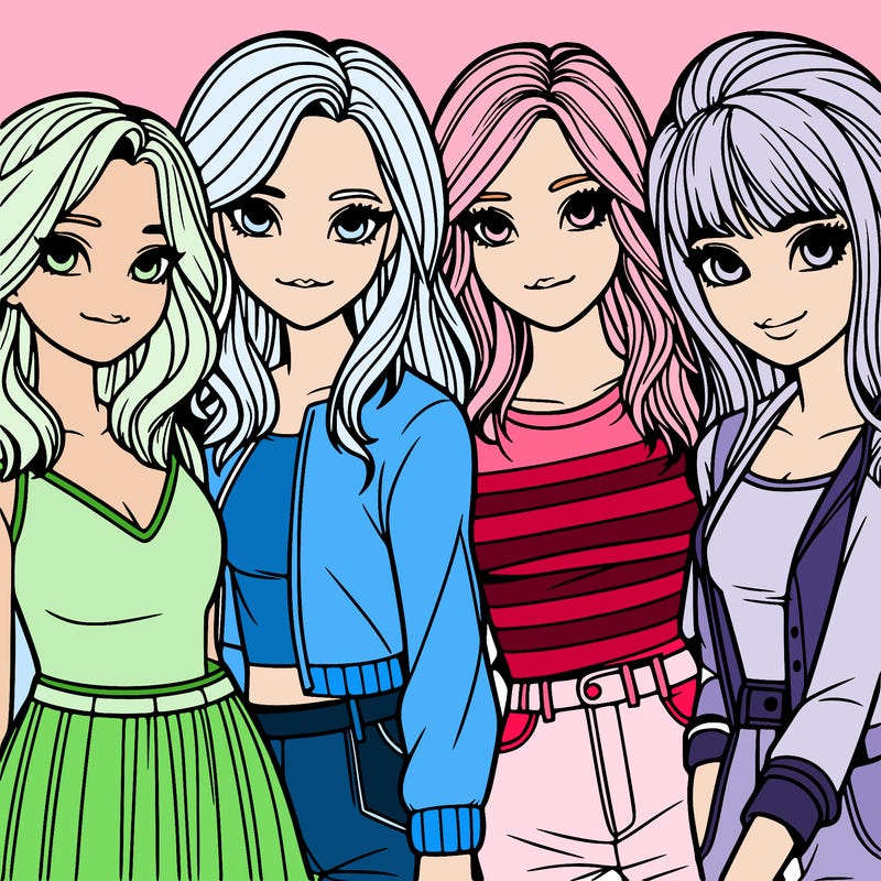 a group of girls realistic