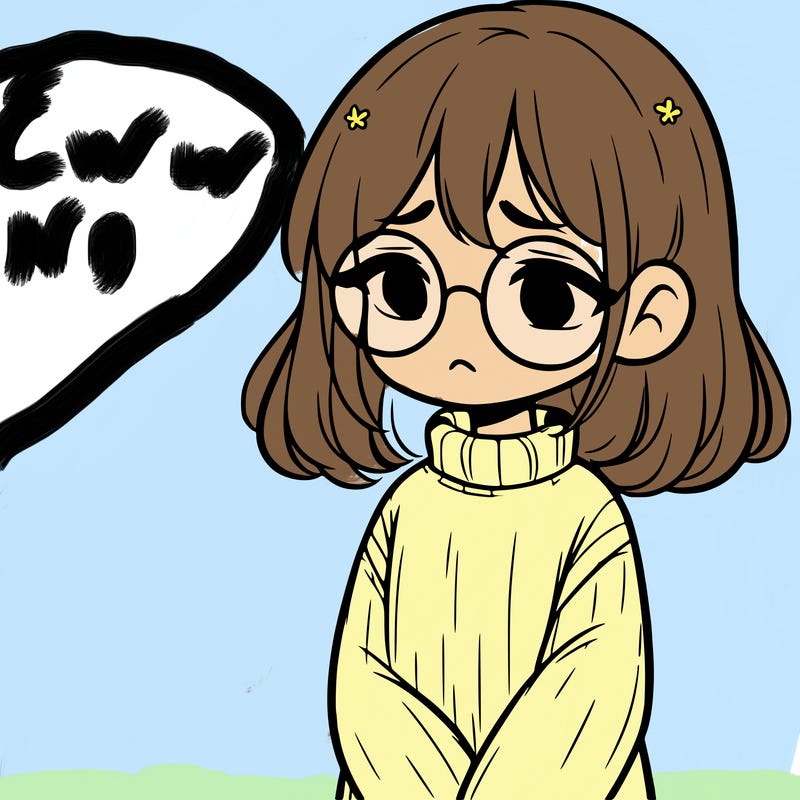 sad girl with glasses in a sweater