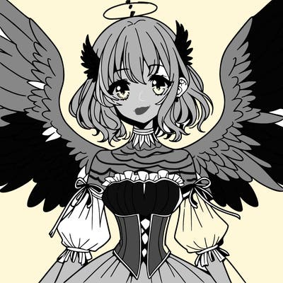 manga woman with large wings
