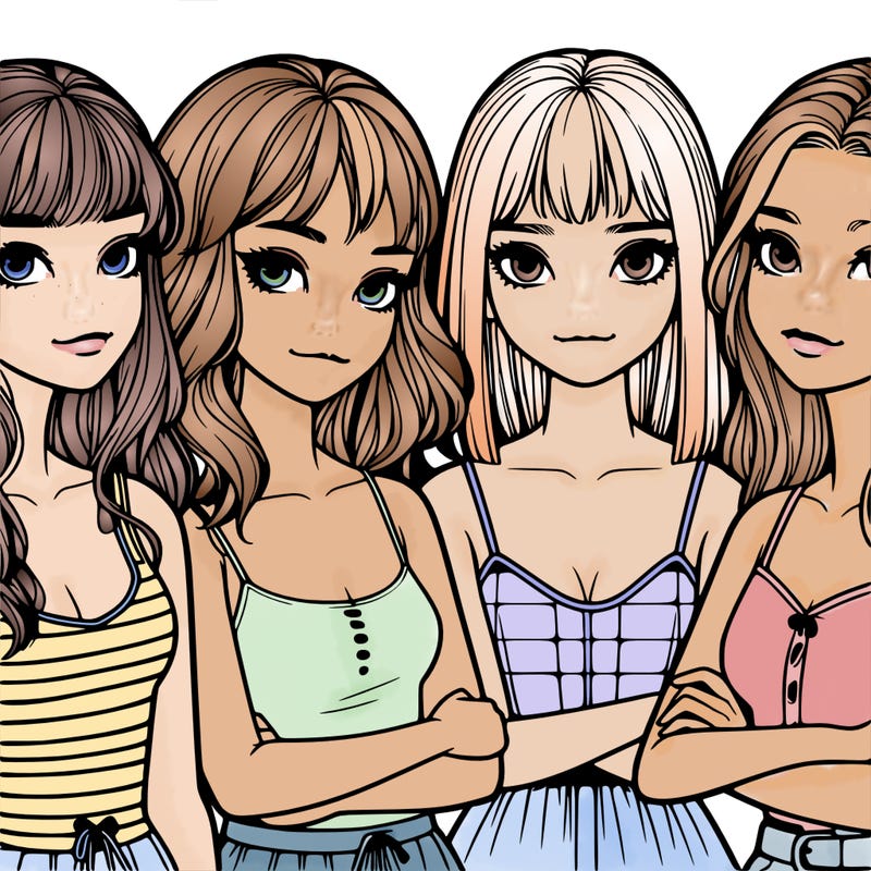 four realistic girls