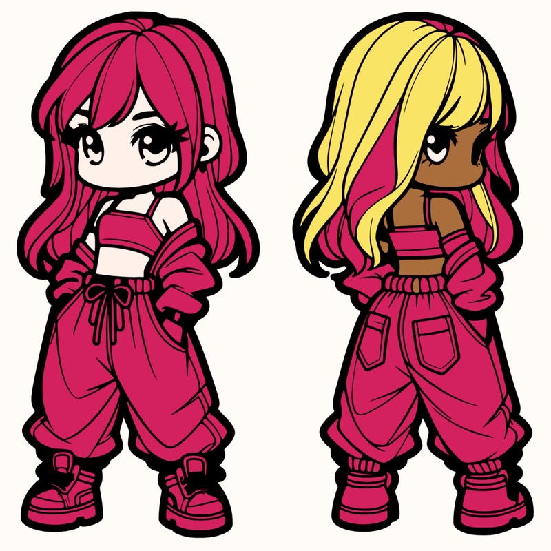 girl in crop top and baggy pants