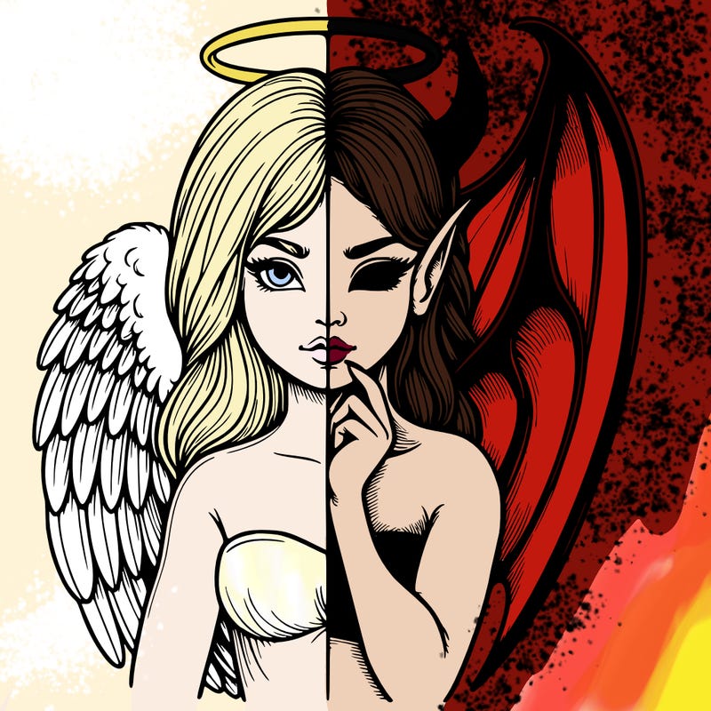 realistic angel half demon