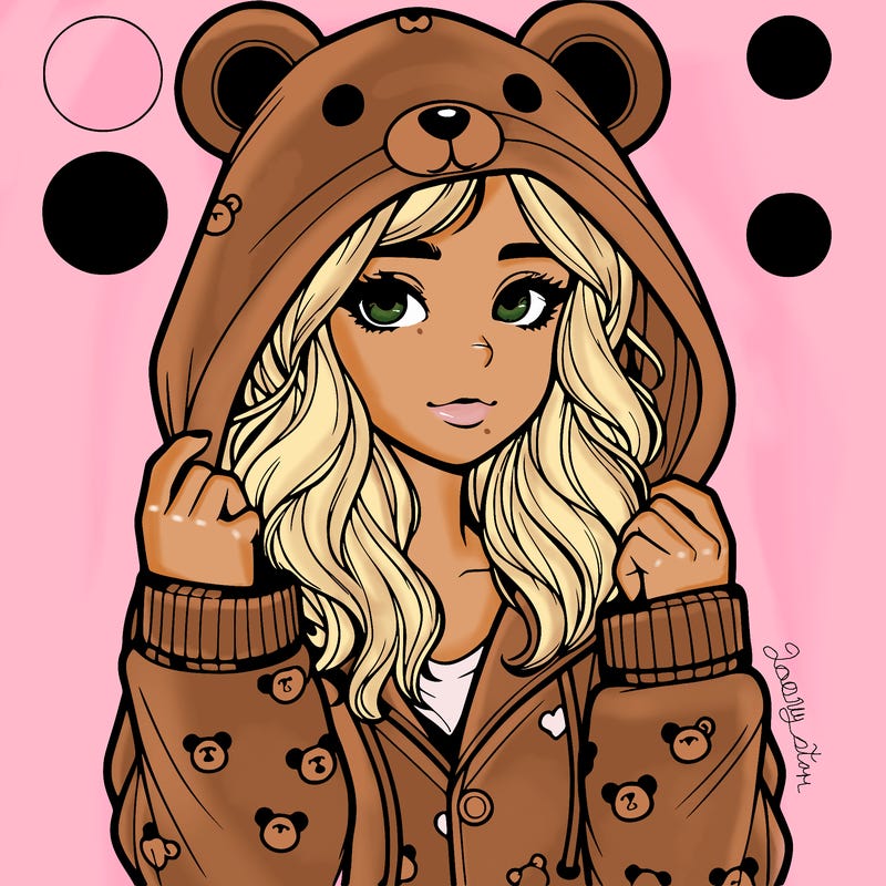 realistic girl in a animal pjs hoodie