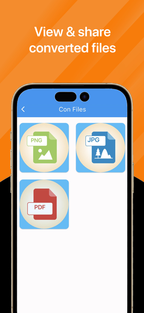 Ai File Converter - Screenshot of Ai File Converter app showing converted PNG JPG and PDF file options for viewing and sharing