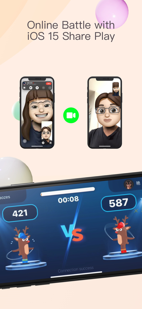 YaoYao - Jump Rope - Online jump rope battle mode in YaoYao app using iOS SharePlay with real time counters and avatars