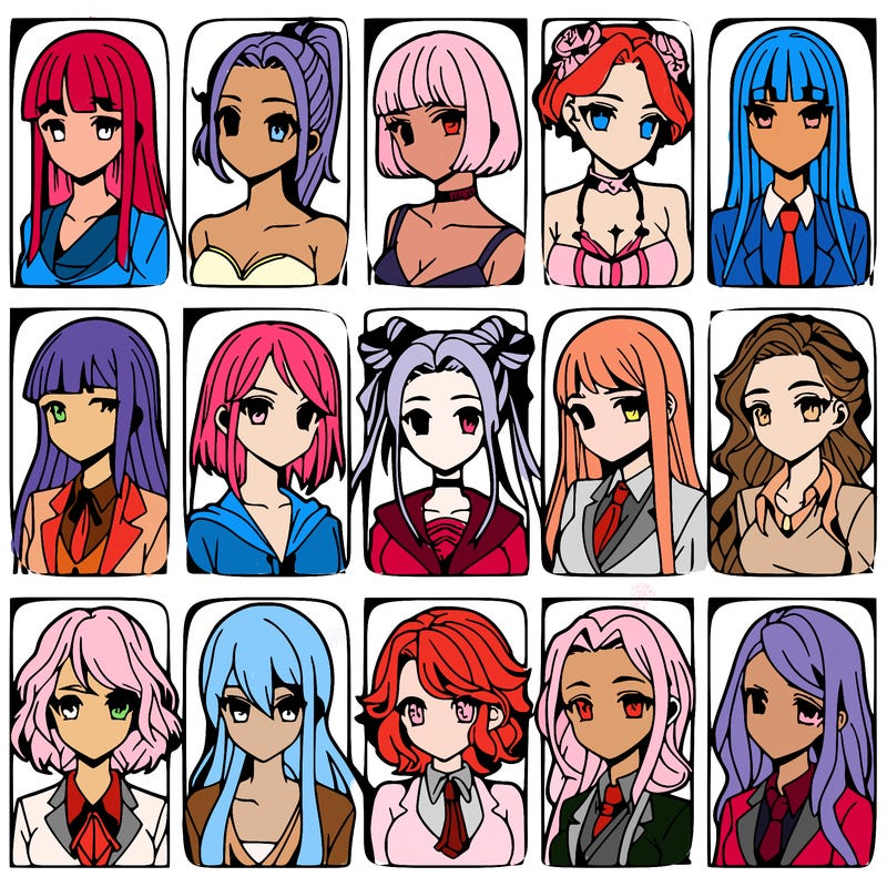 girls that look diffrent anime