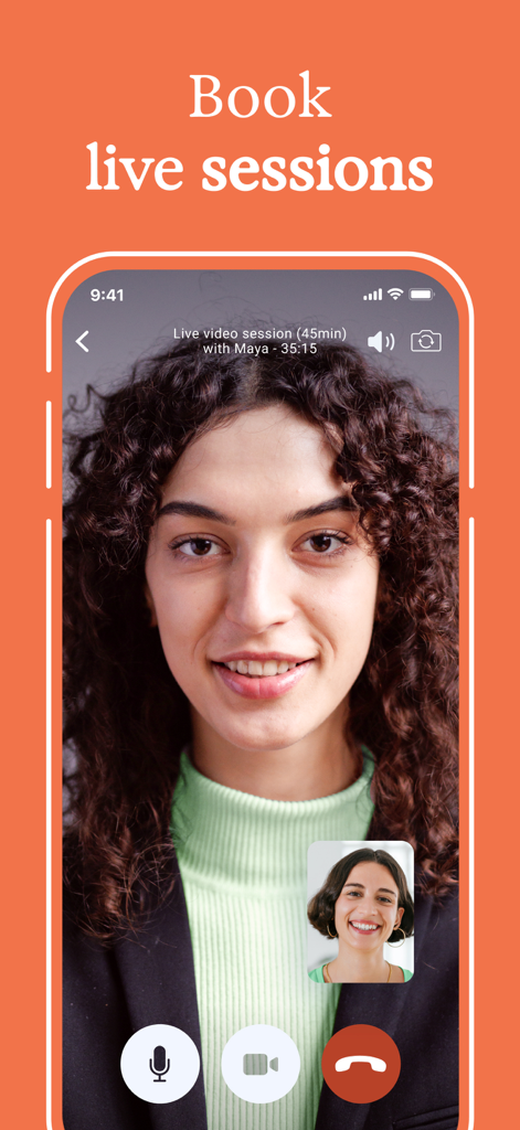 Talkspace: Virtual Therapy App - A mobile interface of the Talkspace app showing a live video therapy session with a licensed professional.