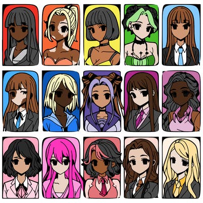 girls that look diffrent anime