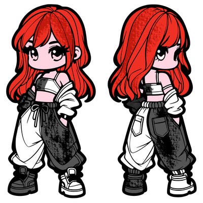 girl in crop top and baggy pants