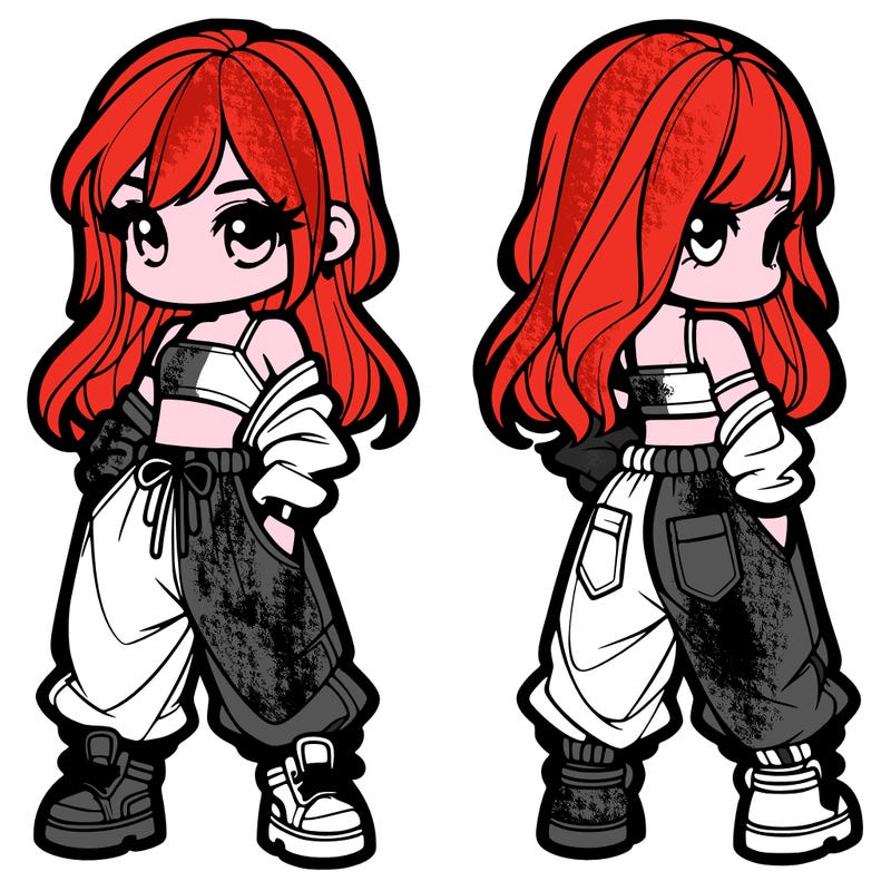 girl in crop top and baggy pants