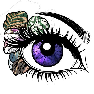 realistic eye with flower