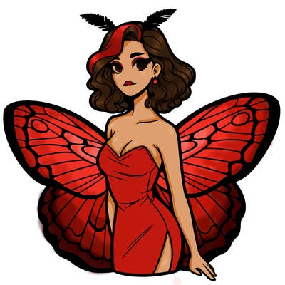 woman with moth wings