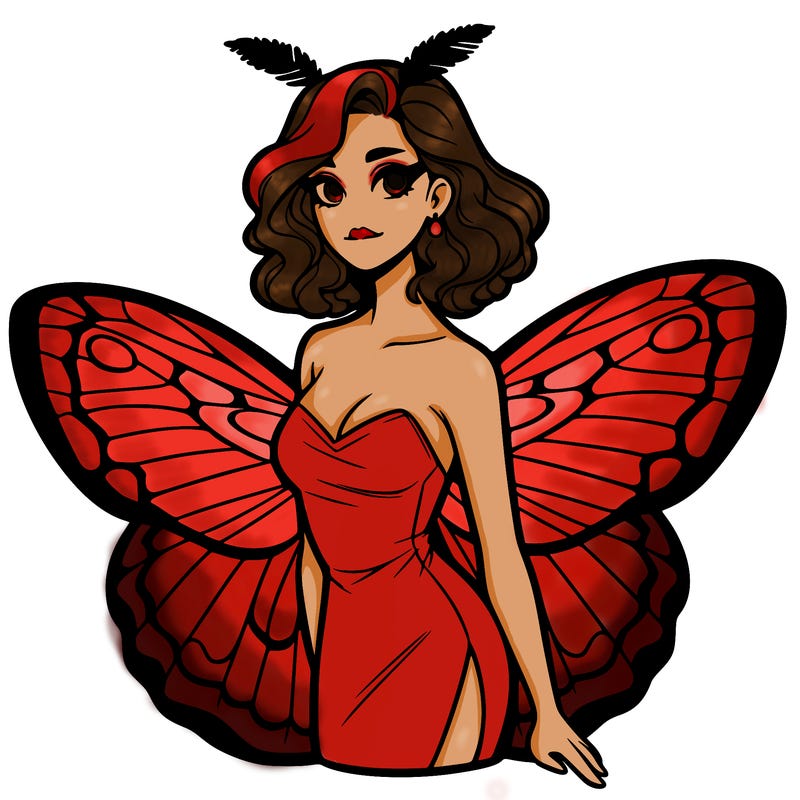 woman with moth wings