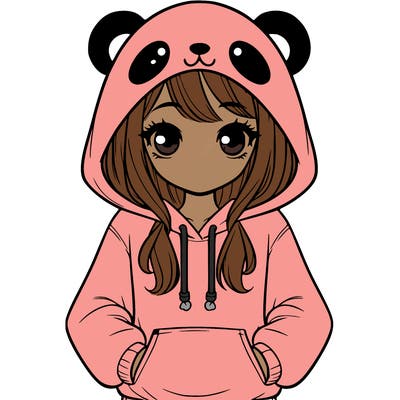 girl in panda hoodie