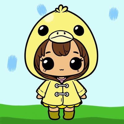 girl in a duck raincoat