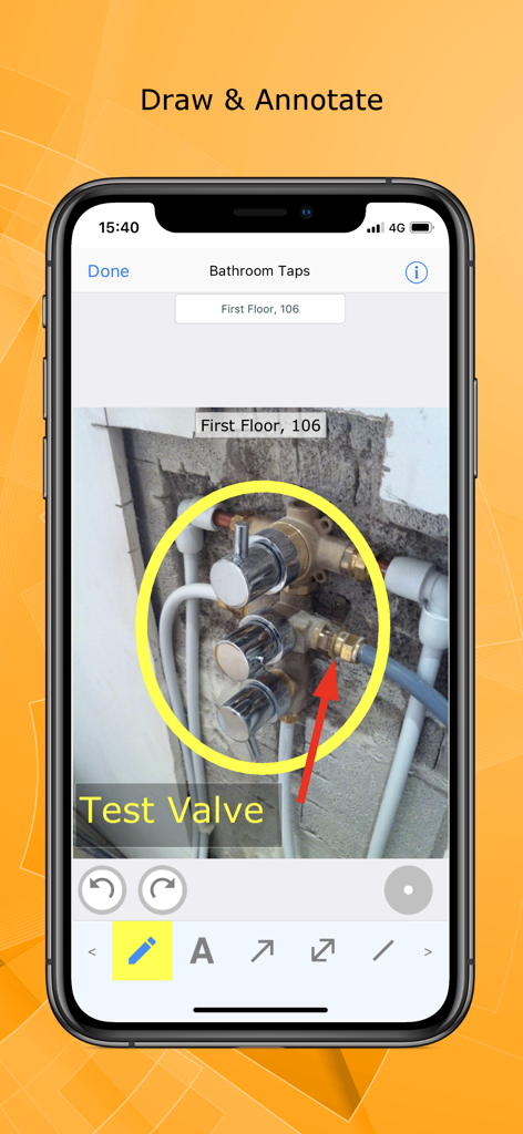 Photo annotation and markup features in the Site Report Pro app