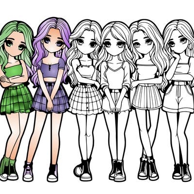 a group of girls realistic