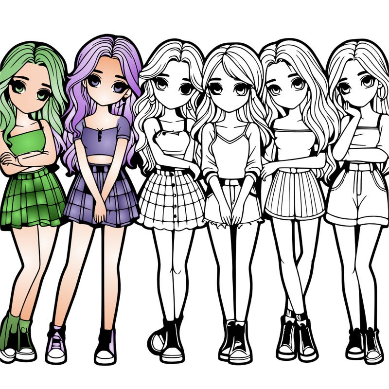 a group of girls realistic