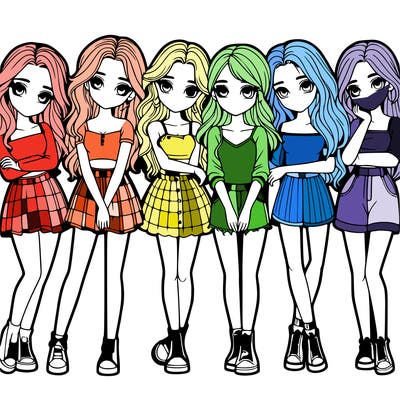 a group of girls realistic