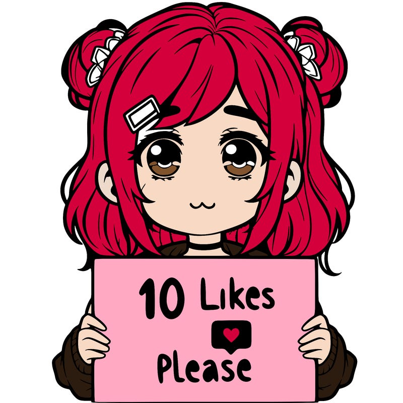 a girl with a sign saying 10 likes please