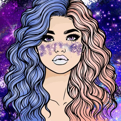 realistic girl with wavy hair and lips