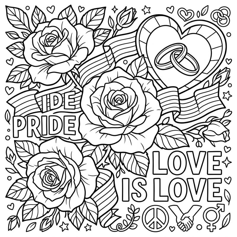 Immerse yourself in a beautiful blend of nature and celebration with this Grandiflora Roses and Pride Month coloring page. This intricate design invites you to honor love, diversity, and community through the joy of coloring.